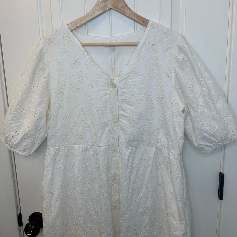 Nwt Roolee Off-White Eyelet Midi Dress Size L — image 4 of 8